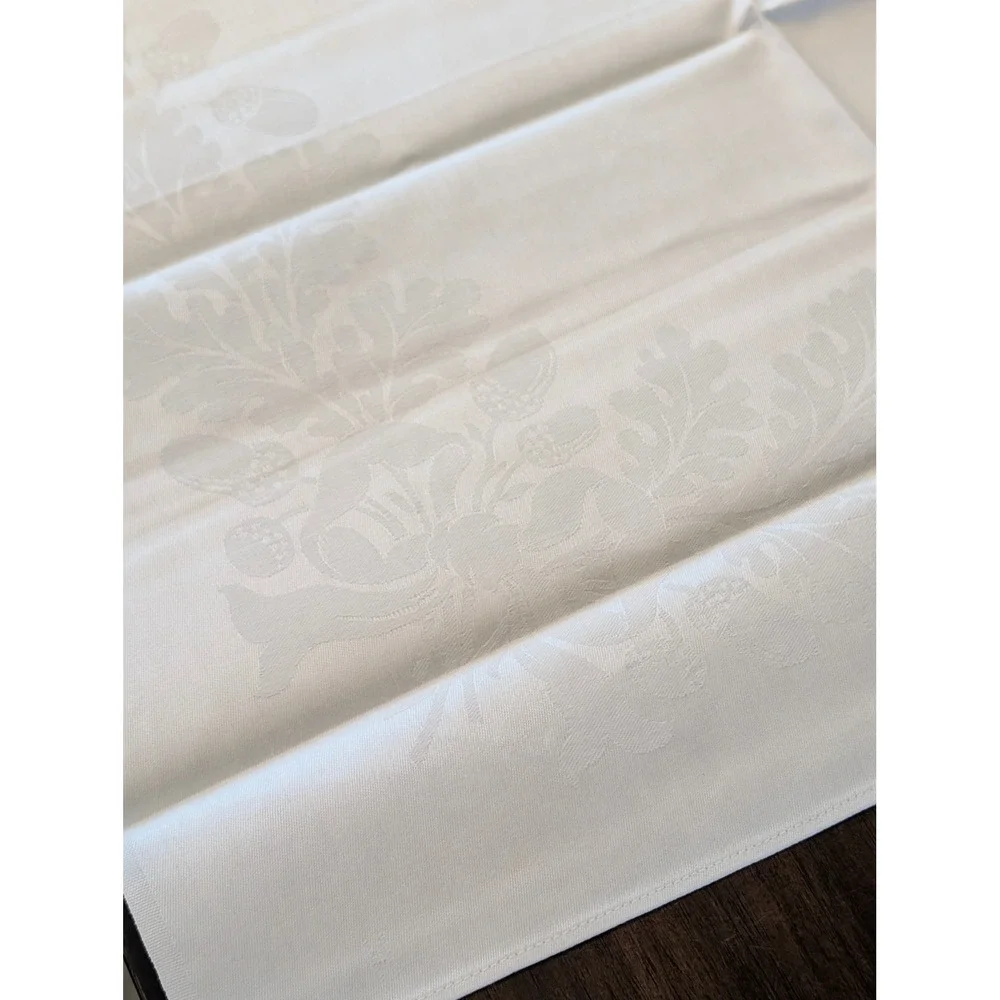 Rock Island Railroad Vintage Damask Linens White Belgium Cotton Railway Decor